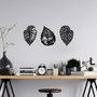 Wallity Detailed Leaves - 512 Escultura de pared de metal Negra